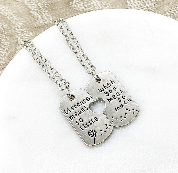 Distance Means So Little Quote, Long Distance Friends Gift Set for 2, Matching Friendship Gifts, Gift for Best Friend, Birthday