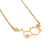 Serotonin Necklace Gold, Molecular Jewelry, Molecule Pendant, Floral Necklace, Cheer Up Gift for Her, Stocking Stuffer for Women