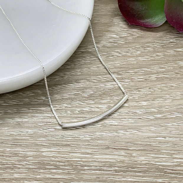 Sterling Silver Tube Necklace, Dainty Balance Tube Pendant, Minimalist Jewelry for Her, Simple Layering Necklace, Gift for Friend