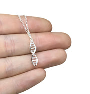 Tiny DNA Necklace, Double Helix Pendant, Sterling Silver, Biologist Jewelry, Genetics Gift, Science Necklace, Scientist Gift, Teacher Gift