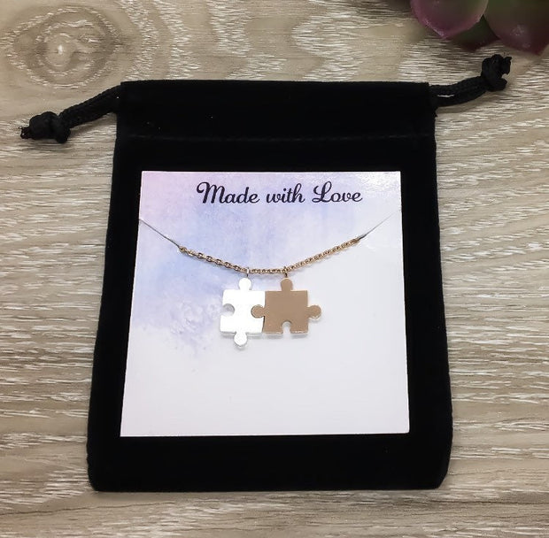 Autism Awareness Gift, Double Puzzle Necklace, Special Education Teacher Gift, Minimalist Jewelry, Puzzle Pendant, Teacher’s Ed Appreciation