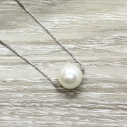 PCOS Warrior Gift, Single Floating Pearl Necklace, PCOS Necklace, Meaningful Gift, PCOS Awareness Gift, Polycystic Ovarian Syndrome Pendant