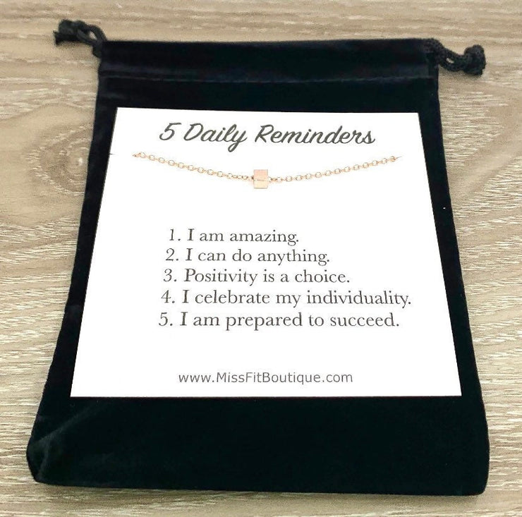 Daily Reminders Gift, Tiny Cube Necklace, Jewelry with Meaning, Gift for Daughter, Encouragement Gift, Gift for Student, Inspirational Gift