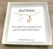 Soul Sisters, Crossed Arrows Necklace Set for 2 with Card, Gold, Silver, Friend