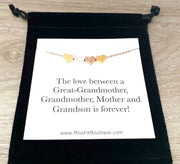 Four Generations Necklace, Great-Grandmother Gift, Minimalist Necklace, Gift from Great-Granddaughter, Mother Necklace, Gift for Grandma