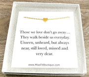 Dainty Heart Necklace, Sympathy Gift, Rose Gold Jewelry, Remembrance Necklace, Condolence Card, Grief Gift, Mourning Necklace, Miscarriage