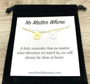 No Matter Where, Compass Necklace Set for 2, Gift from Best Friend, Matching Friendship Necklaces, Going Away Gift, Long Distance Friends