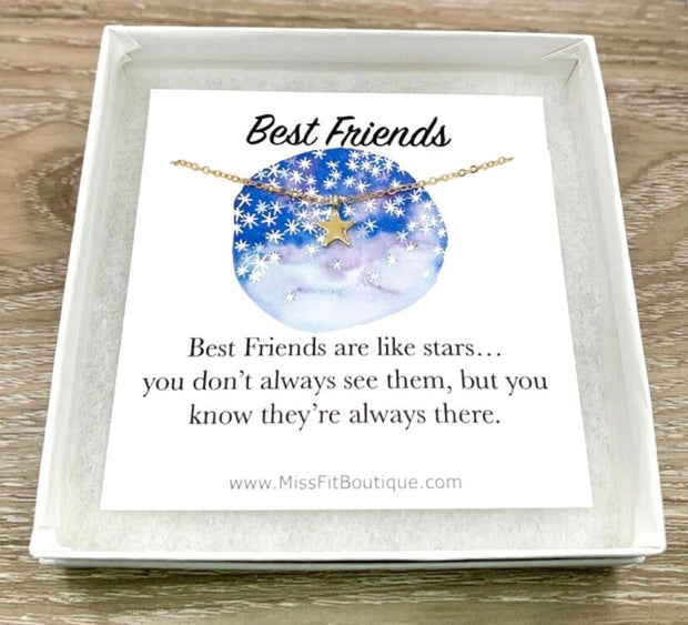 Best Friends Are Like Stars, Tiny Star Necklace, Simple Celestial Jewelry, Best Friend Birthday Gifts, Childhood Friends Gift,, Holiday Gift