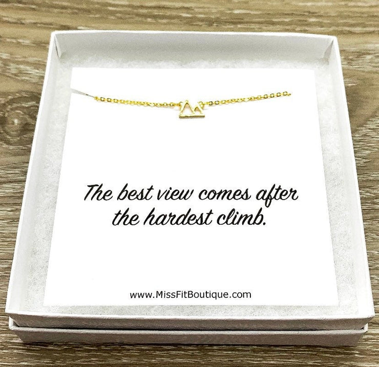 Tiny Mountain Peaks Necklace, Best View Comes After The Hardest Climb, Outdoorsy Jewelry, Dainty Jewelry, Travel Gift, Inspirational Gift