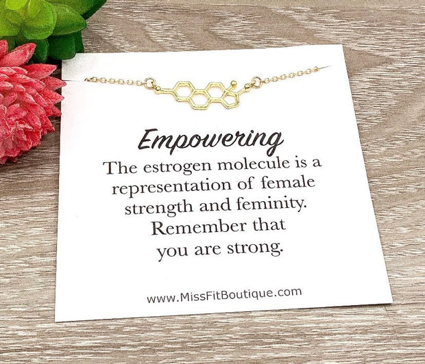 Estrogen Necklace, Affirmation Gift for Women, Strength Gift, Molecular Jewelry, Girl Power Gift, Empowering Gift for Her, Feminist Jewelry