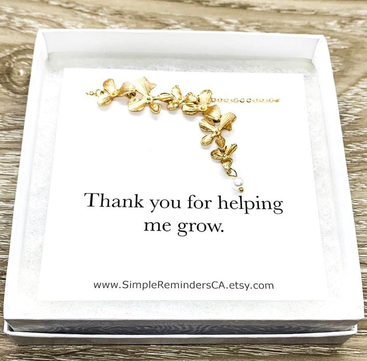 Flower Petal Necklace, Orchid Flower Necklace, Thanks for Helping Me Grow, Floral Necklace, Orchid Pendant, Sister Jewelry, Inspirational