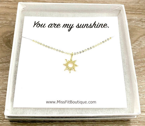 Sunshine Necklace, Rose Gold Sun Necklace, You Are My Sunshine Gift, Dainty Necklace, Gifts for Her, Birthday, Bestfriends, Simple Reminder