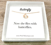 Butterfly Necklace Rose Gold, Mourning Daughter Gift, Loss of a Grandma, Loss of an Aunt, Grieving Mother Gift, Sentimental Jewelry