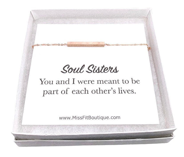 Soul Sister Gift, Minimal Bar Bracelet, Gift for BFF, Bonus Sister Bracelet, Friendship Bracelet, Cute Birthday Gift for Best Friend