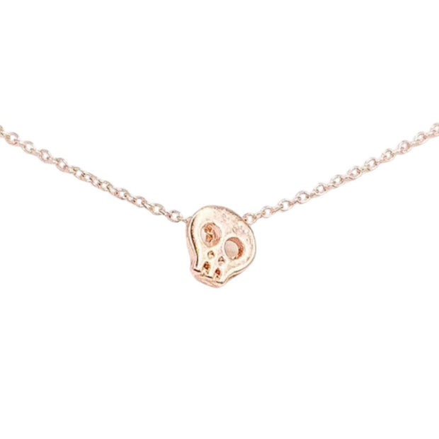 Skull Necklace, Tiny Rose Gold Skull Pendant, Skeleton Jewelry, Layering Necklace, Bones Jewelry, Halloween Gift, Christmas Gift for Her