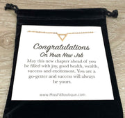 Congratulations Card, New Job Gift, Tiny Triangle Necklace, Work Promotion Gift, New Beginning Gift, Gift for Coworker, Colleague Gift