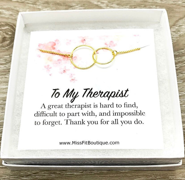 Therapist Thank You Gift, Interlocking Circles Necklace, Circular Pendant, Linked Circles Necklace, Gift for Therapist, Appreciation