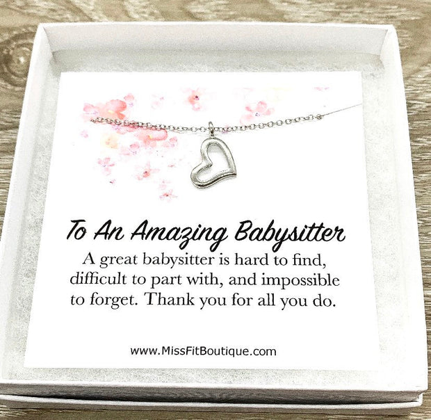 Babysitter Gift, Dainty Heart Necklace, Thank You Gift, Appreciation Gift, Childcare Provider Jewelry, Gift for Employee, Minimalist Jewelry