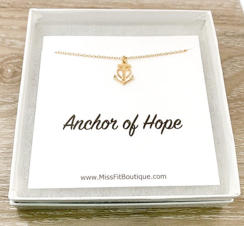 Silver Anchor Necklace, Family Quote Necklace, Strength Necklace, Dainty Uplifting Jewelry, Gift for Stepmom, Gift for Stepdaughter