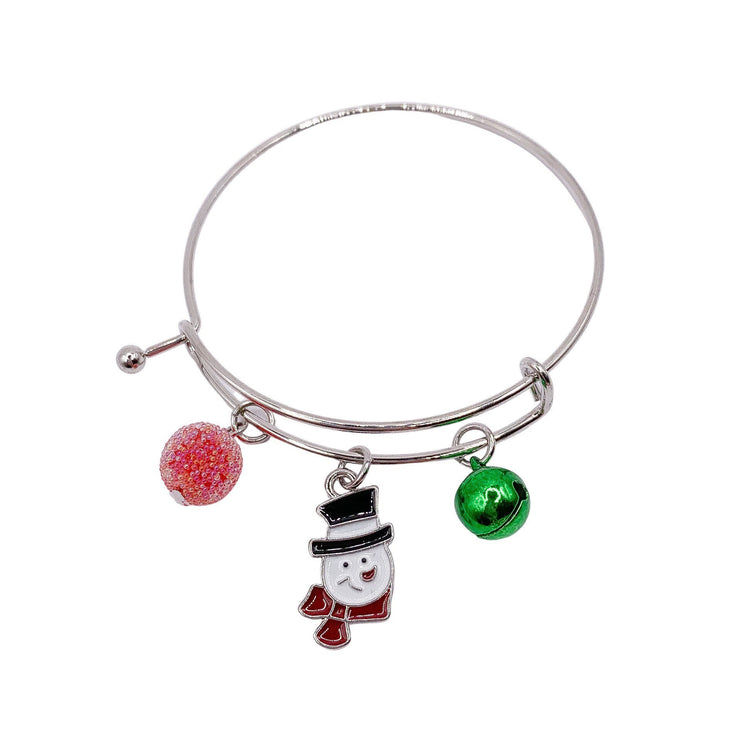 Christmas Bangle Charm Bracelet, Christmas Charms, Holiday Jewelry, Festive Bracelets, Stacking Set of Bracelets, Gift Exchange