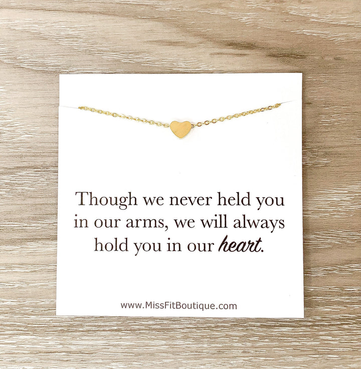 Collier cœur en or rose, cadeau de deuil périnatal, bijou pour la perte d'un nourrisson, collier de deuil en argent, cadeau de Noël