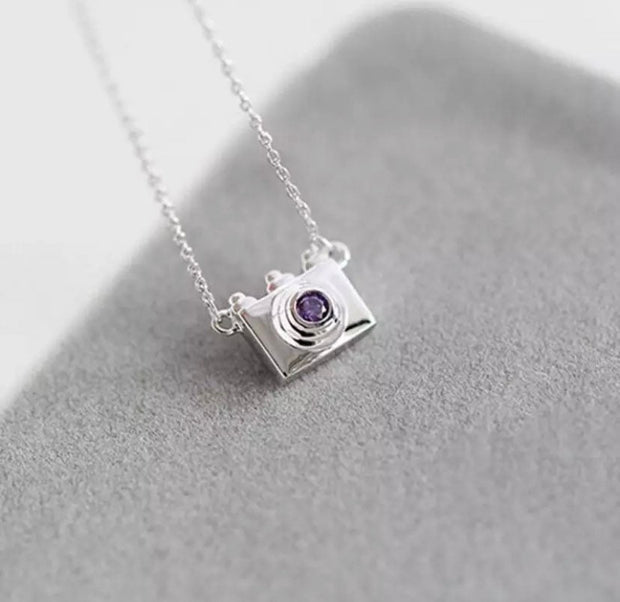 Tiny Camera Necklace, CZ Sterling Silver, Gift for Photographer, Wedding Photographer Gift, Retirement Gift for Her, Bridesmaid Gift