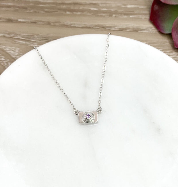 Tiny Camera Necklace, CZ Sterling Silver, Gift for Photographer, Wedding Photographer Gift, Retirement Gift for Her, Bridesmaid Gift