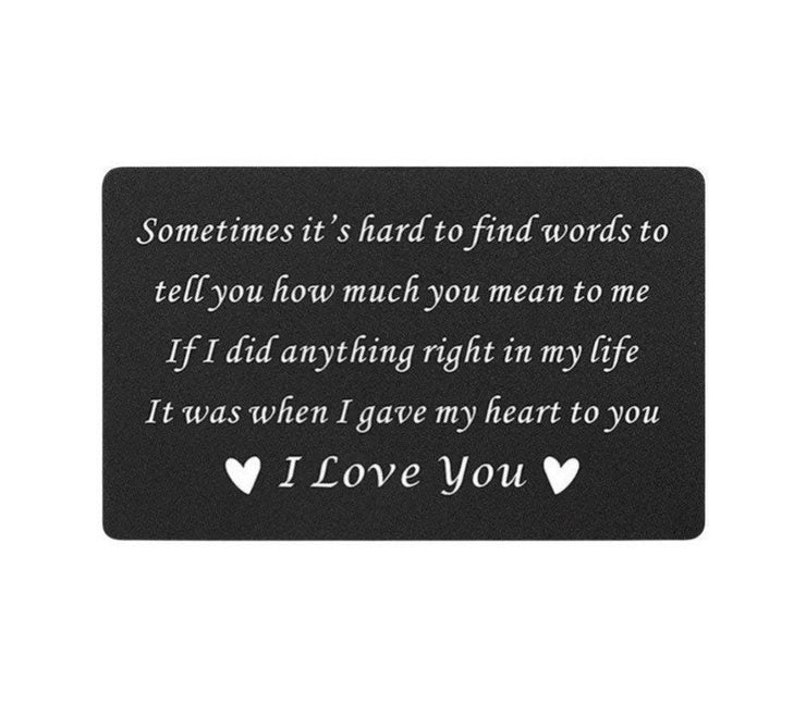 I Love You Quote, Romantic Wallet Card, Gift for Husband, Black Wallet Insert, Gift for Partner, Sentimental Gift, Anniversary Gift for Him