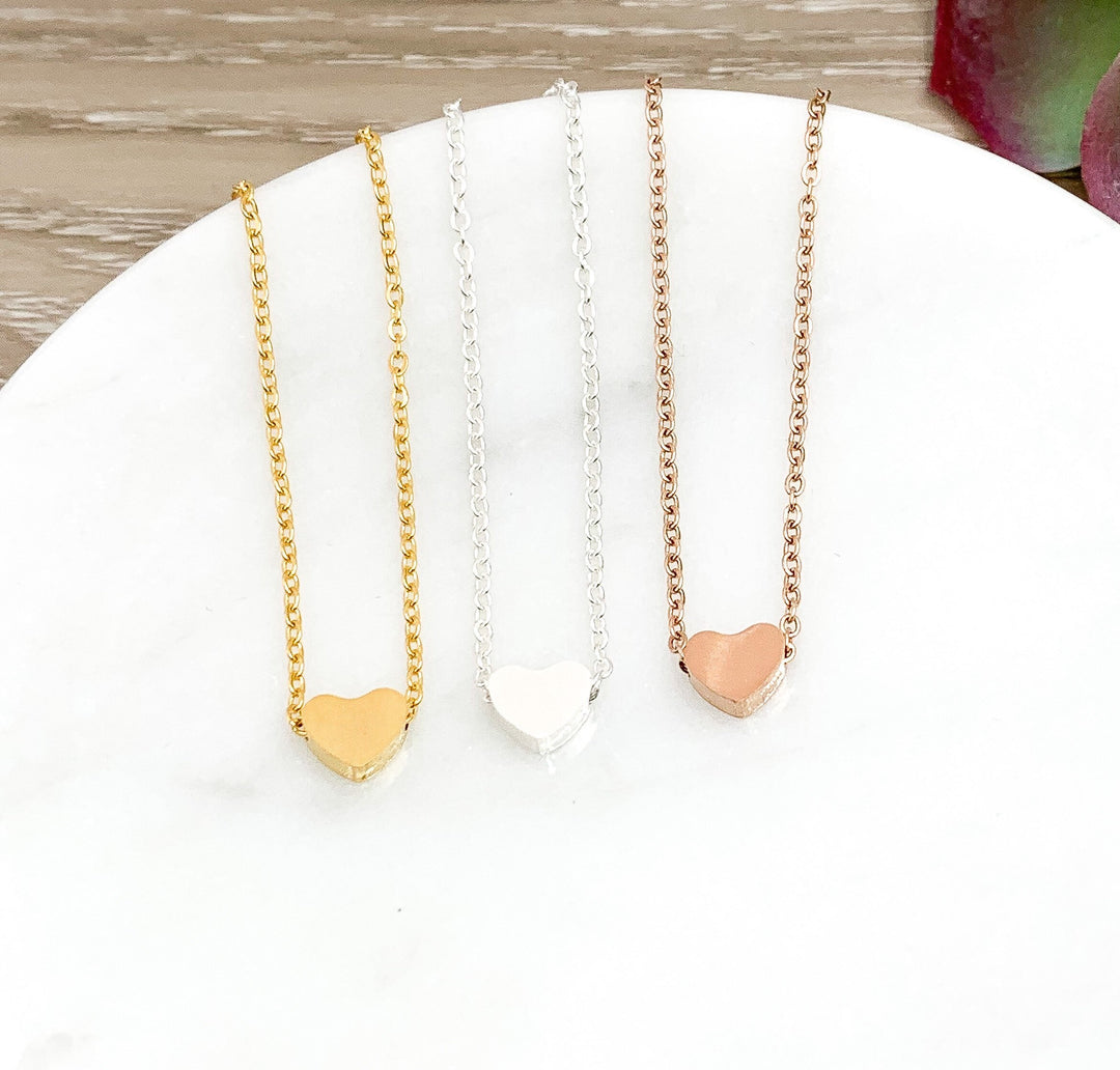 Thank You Mom, Heart Necklace with Card, Rose Gold, Silver