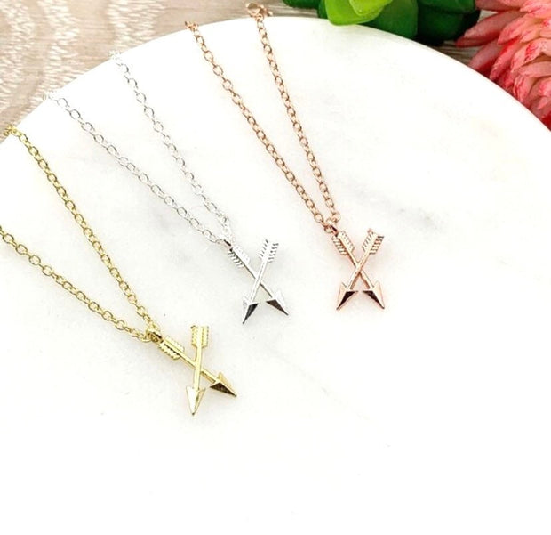 Crossed Arrows Necklace, Warrior Jewelry, Strength of a Fighter, Two Arrows Pendant, Symbolic Gift, Arrow Jewelry, Cancer Survivor Gift