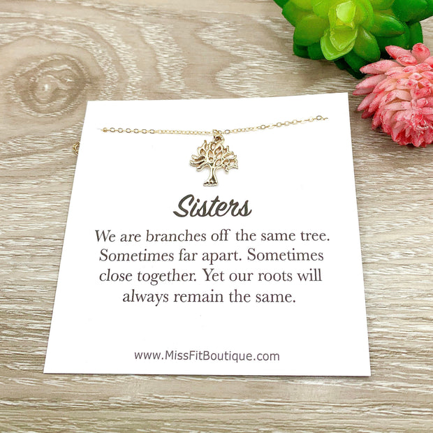 Tree Necklace, Sisters Personalized Gift, Branches Off the Same Tree Quote, Gift for Little Sister, Nature Lover Gift, Sister Birthday Gift