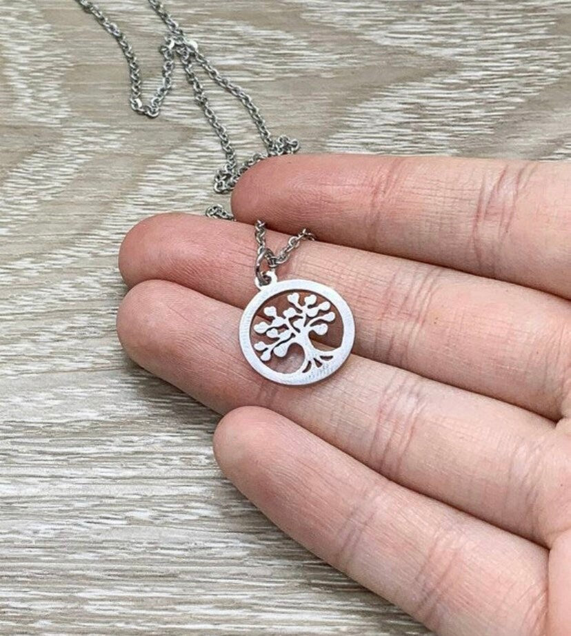 Collier Arbre Argent, Bijou Force, Un arbre aux racines robustes, Carte inspirante, Cadeau pour amoureux de la nature, Cadeau pour combattant(e), Cadeau réconfortant