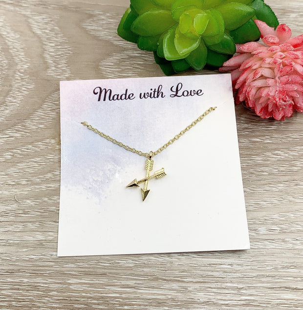 Crossed Arrows Necklace, Warrior Jewelry, Strength of a Fighter, Two Arrows Pendant, Symbolic Gift, Arrow Jewelry, Cancer Survivor Gift