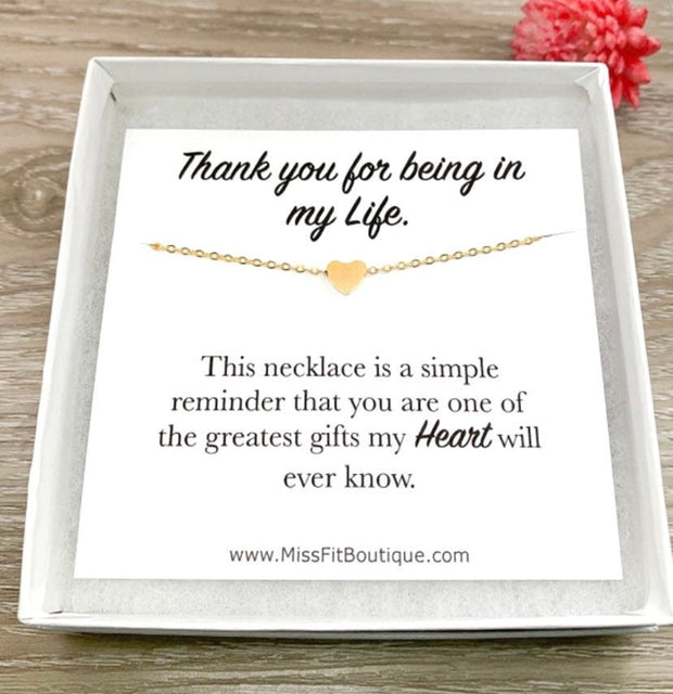 Tiny Heart Necklace, Thank You Card, Simple Reminder Gift, Gift for Special Person, Gift for Best Friend, Sister Gift, Thinking of You Gift