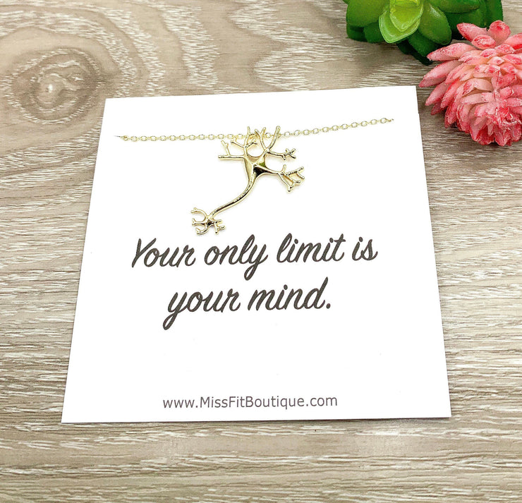 Your Only Limit is Your Mind, Neuron Necklace, Nerve Cell Pendant, Anatomy Jewelry, Scientist Gift, Biology Necklace, Medical Student Gift