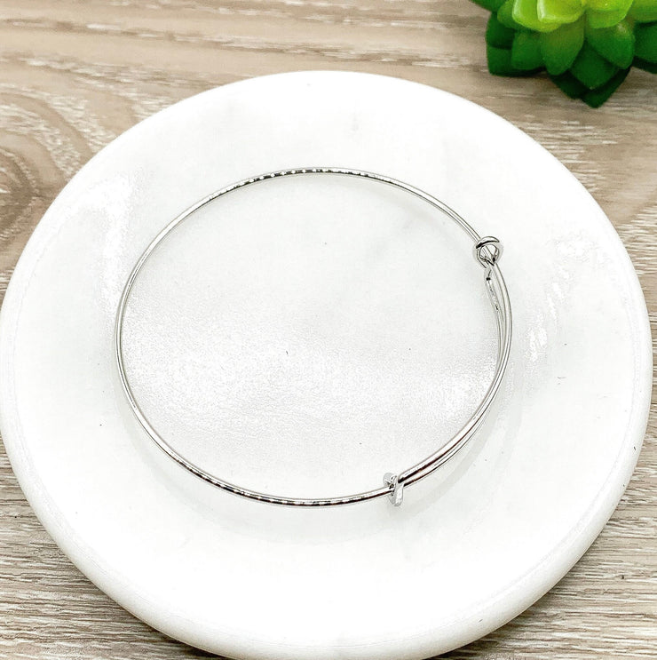 1 Expandable Bangle Bracelet, Stainless Steel Silver Bracelet, Finished Bracelet, Charm Bracelet Base, Unisex Jewelry, DIY Jewelry Supplies