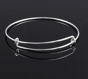 1 Expandable Bangle Bracelet, Stainless Steel Silver Bracelet, Finished Bracelet, Charm Bracelet Base, Unisex Jewelry, DIY Jewelry Supplies