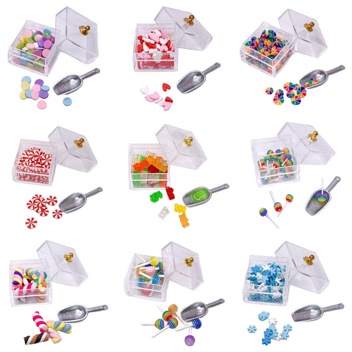 Miniature Candy Shop Supplies | Dollhouse Minis | Tiny Lollipops | Mini Gummy Bears | Cabochon Sweet Candies Charms | Clear Candy Jar