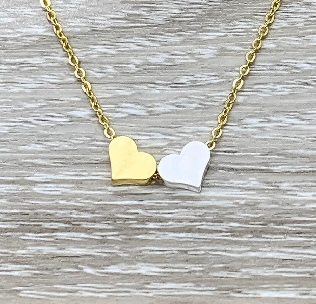 Mother & Daughter Gift, Double Hearts Necklace, Gift for Daughter from Mom, 2 Hearts Necklace, 21st Birthday Gift, Daughter Moving Away Gift