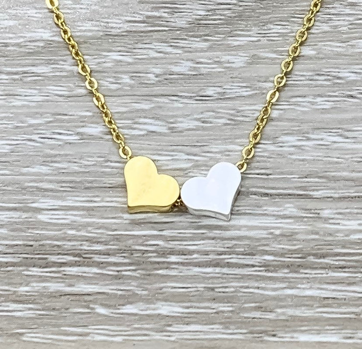 Father & Daughter Card, 2 Hearts Necklace, Gift for Daughter from Dad, Double Hearts Necklace, 18th Birthday Gift, Daughter Moving Away Gift