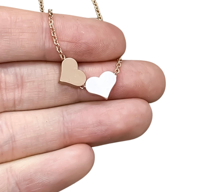 Carte Père et Fille, Collier 2 Cœurs, Cadeau de Papa pour sa fille, Collier Double Cœurs, Cadeau pour les 18 ans, Cadeau de départ pour une fille