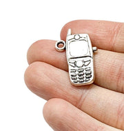 1 Mini Cellphone Charm, Nerd Charms, Technology Charms, Communications Charms, Tiny Telephone Charm, Jewelry Findings, DIY Jewelry