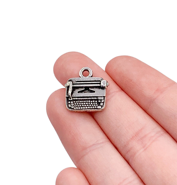 1 Mini Typewriter Charm, Writer Charms, Typewriter Pendants, Technology Charms, Computer Charms, Jewelry Findings, DIY Jewelry