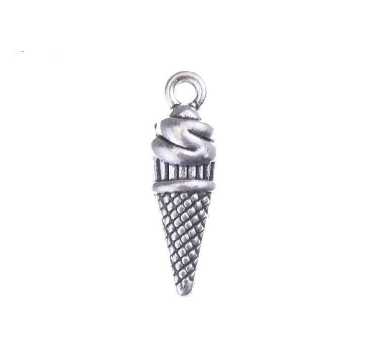 1 Ice Cream Cone Charm, Individual Food Charms, Ice Cream Charms, Summer Charms, Cold Treat Charms, Sweet Foodie Charms, DIY Jewelry