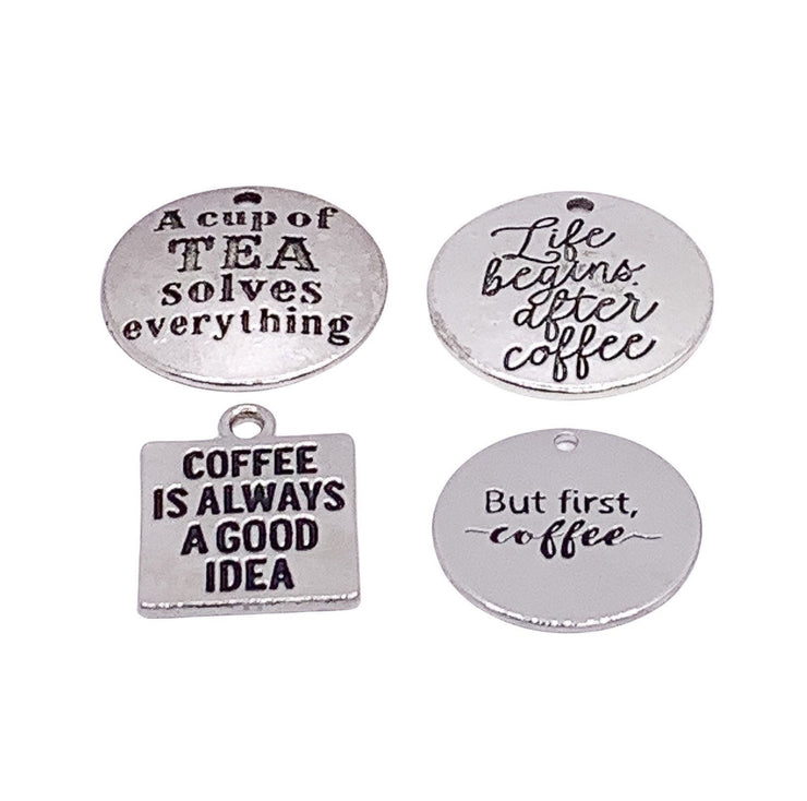 1 Coffee Charm, Coffee is Always a Good Idea, Individual Charms, Quote Food Charms, Coffee Lover Gift, Barista Charm, DIY Jewelry