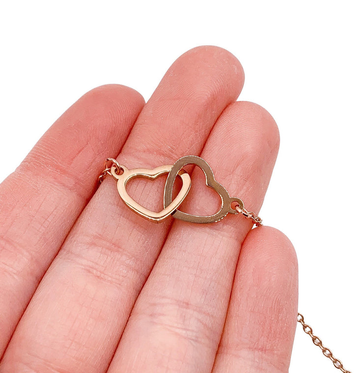 Collier 2 cœurs, Collier double cœur, Cadeau pour amoureux, Bijou pour grand-mère, Collier pour maman de deux enfants, Bijou de maternité, Cadeau d'anniversaire pour maman