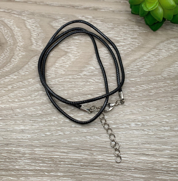 Thick Black Wax Cord Necklace with Stainless Steel Lobster Clasp, Single Necklace Supply, Cotton String Necklace, DIY Jewelry Supplies