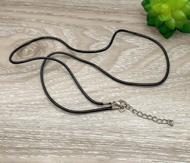 Thick Black Wax Cord Necklace with Stainless Steel Lobster Clasp, Single Necklace Supply, Cotton String Necklace, DIY Jewelry Supplies