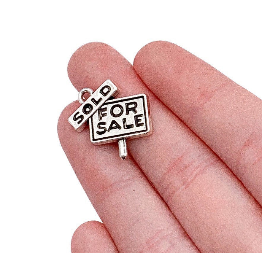 Breloque « Vendu » (1 pièce), breloques pour agent immobilier, cadeau pour agent immobilier, breloques individuelles argentées, breloques de bureau, pour primo-accédants