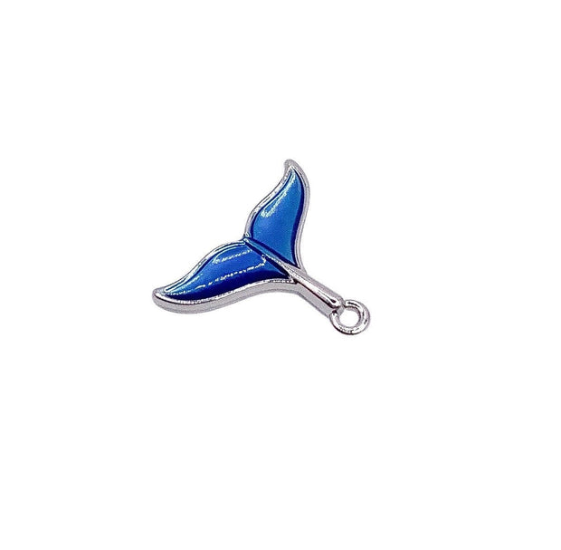 1 Blue Fish Tail Charm, Fishing Charms, Whale Tail Charm, Mermaid Tail Charm, Individual Charm, Gift for Mermaid Lover, DIY Jewelry Findings